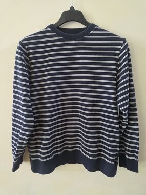 Oliver Spencer Navy and White Striped Crewneck Sweater Size L